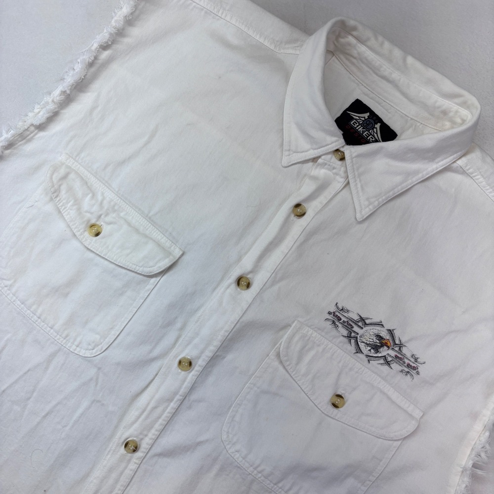 Biker Design Sleeveless‎ Denim Vest XL Eagle Graphic Biketoberfest Daytona Beach
